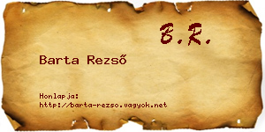 Barta Rezső névjegykártya